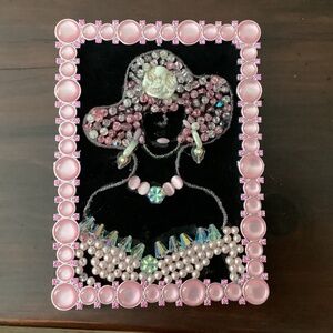 Handcrafted jewelry art Lady pink iridescent beads earrings necklace pearls